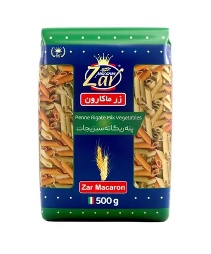 ماکارونی پنه ریگاته سبزیجات زرماکارون 500 گرم